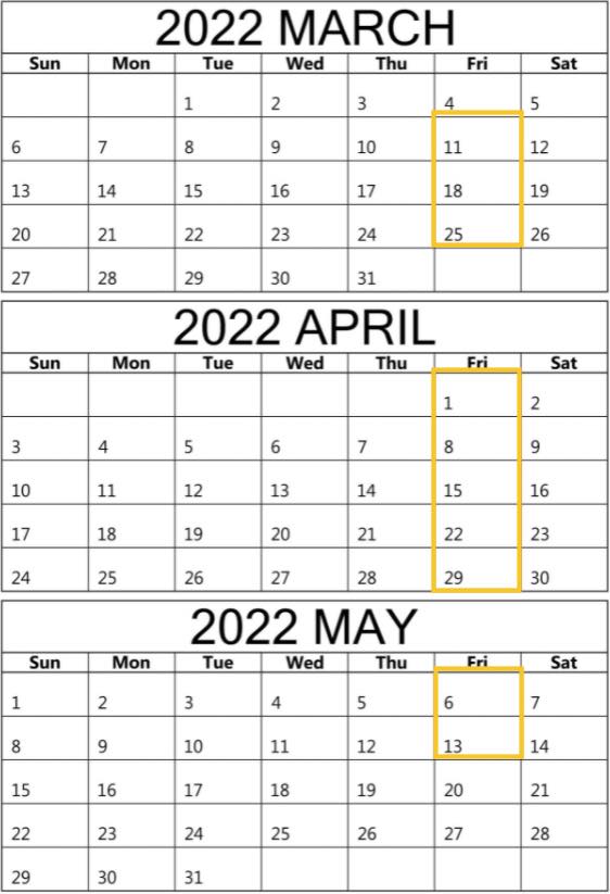 2022 CRA Calendar