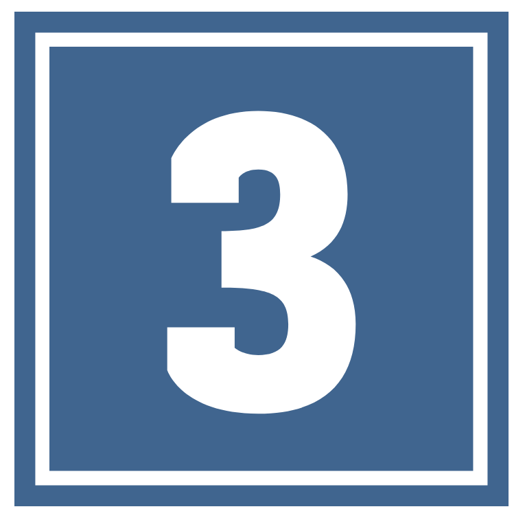 Blue number 3 square icon