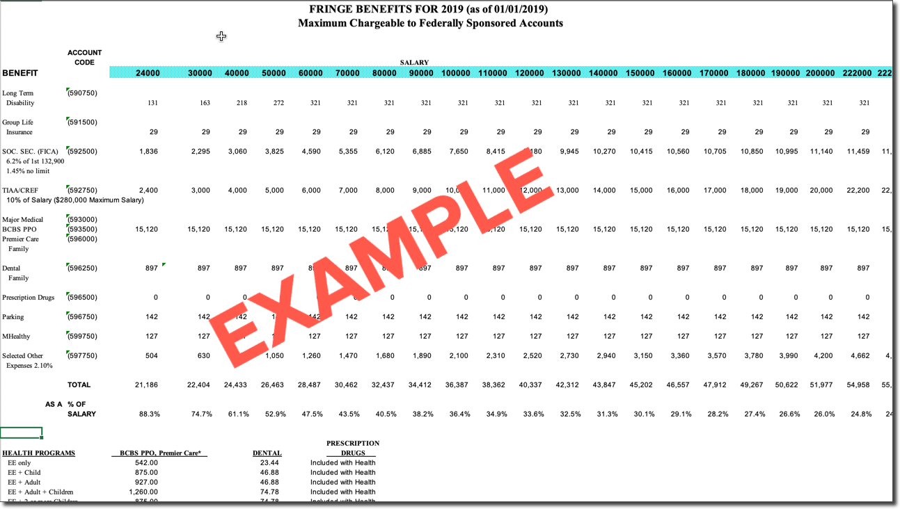 Example only of a Fringe Benefits for Calendar Year - Maximum Chargeable